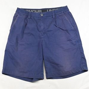 Under‎ armour 34 x 10" Navy Blue 1261612 Pleated Performance Chino Golf Shorts